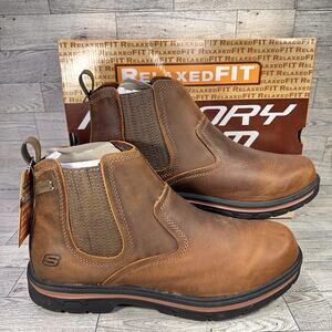 Skechers Segment-Dorton Boots Mens Size 11 Brown Leather Chelsea Relaxed Fit